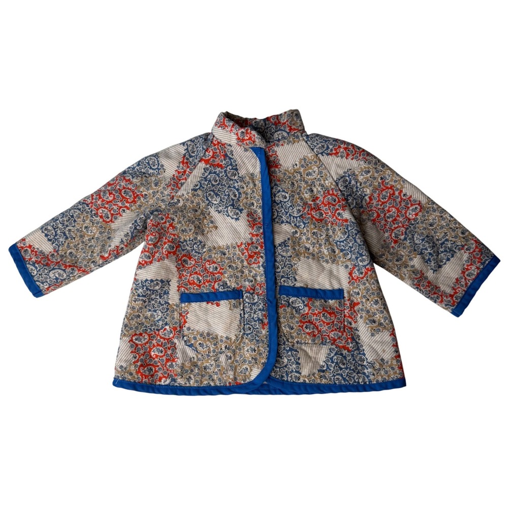 Vintage Handmade Jacket Quilted Paisley Patchwork‎ Mandarin Collar Boho Kids 4T